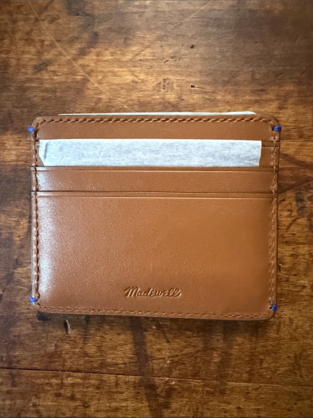 Madewell NWT Curved Card Case Leather Slim Glazed Walnut - Picture 3 of 7